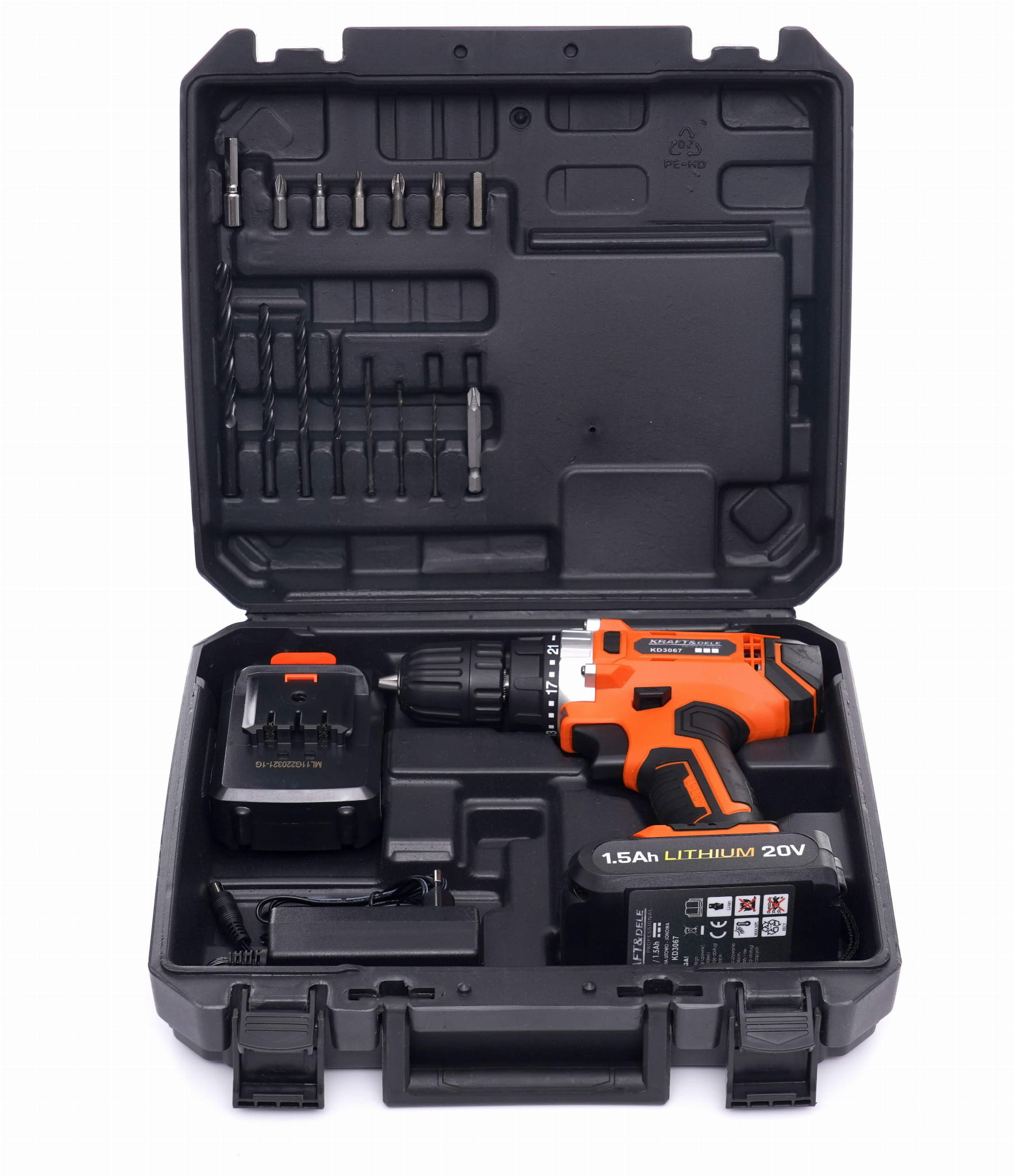 Akumuliatorinis suktuvas Kraft&dele 20v Lcd, 2x1.5ah, su priedais