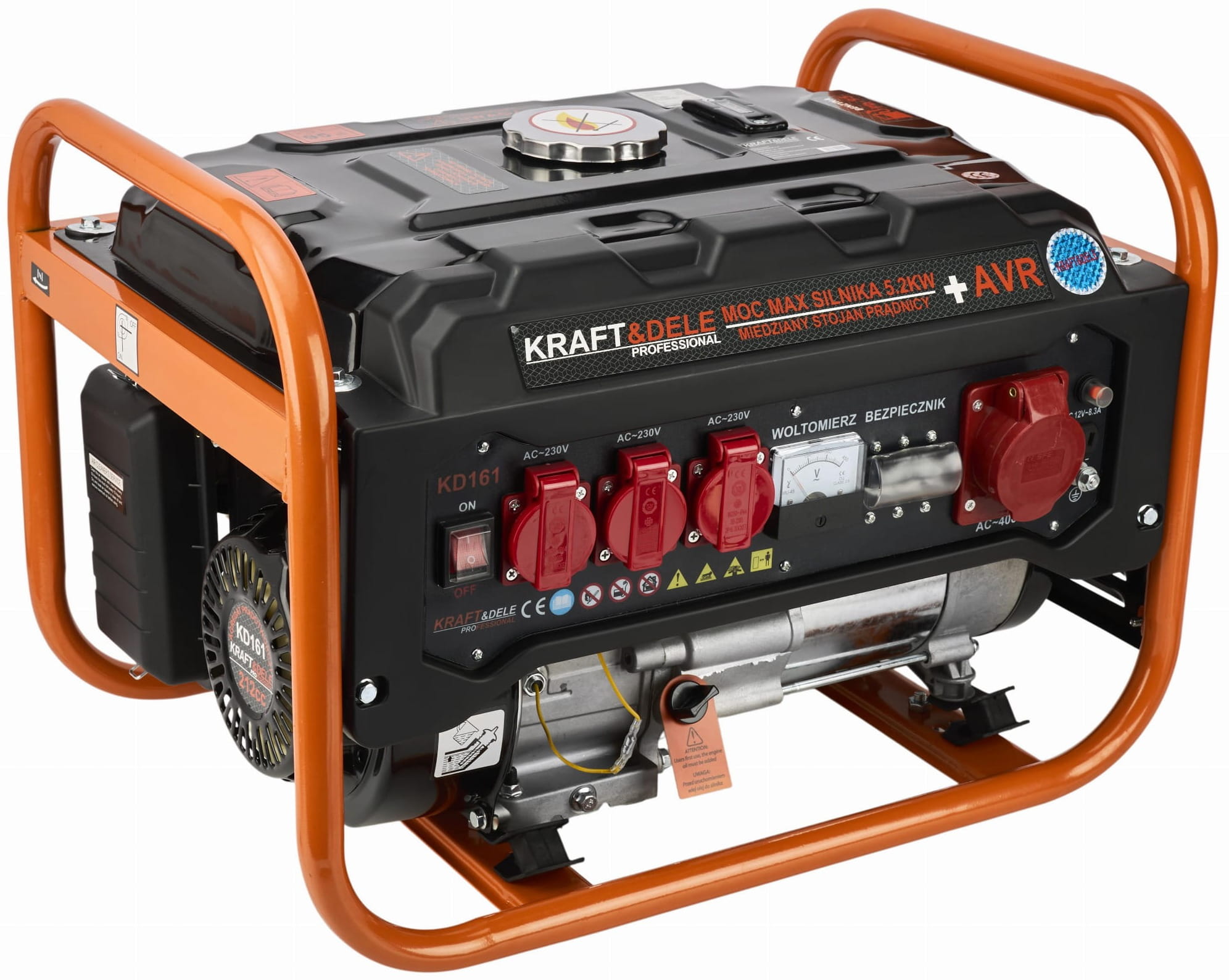 Benzininis trifazis elektros generatorius Kraft & Dele KD161, 3500 W, 12/230 V/380 V