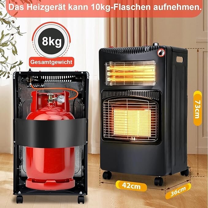 Dujinis 4200 W., / elektrinis 1200 W. šildytuvas Gas Bullet, juodas