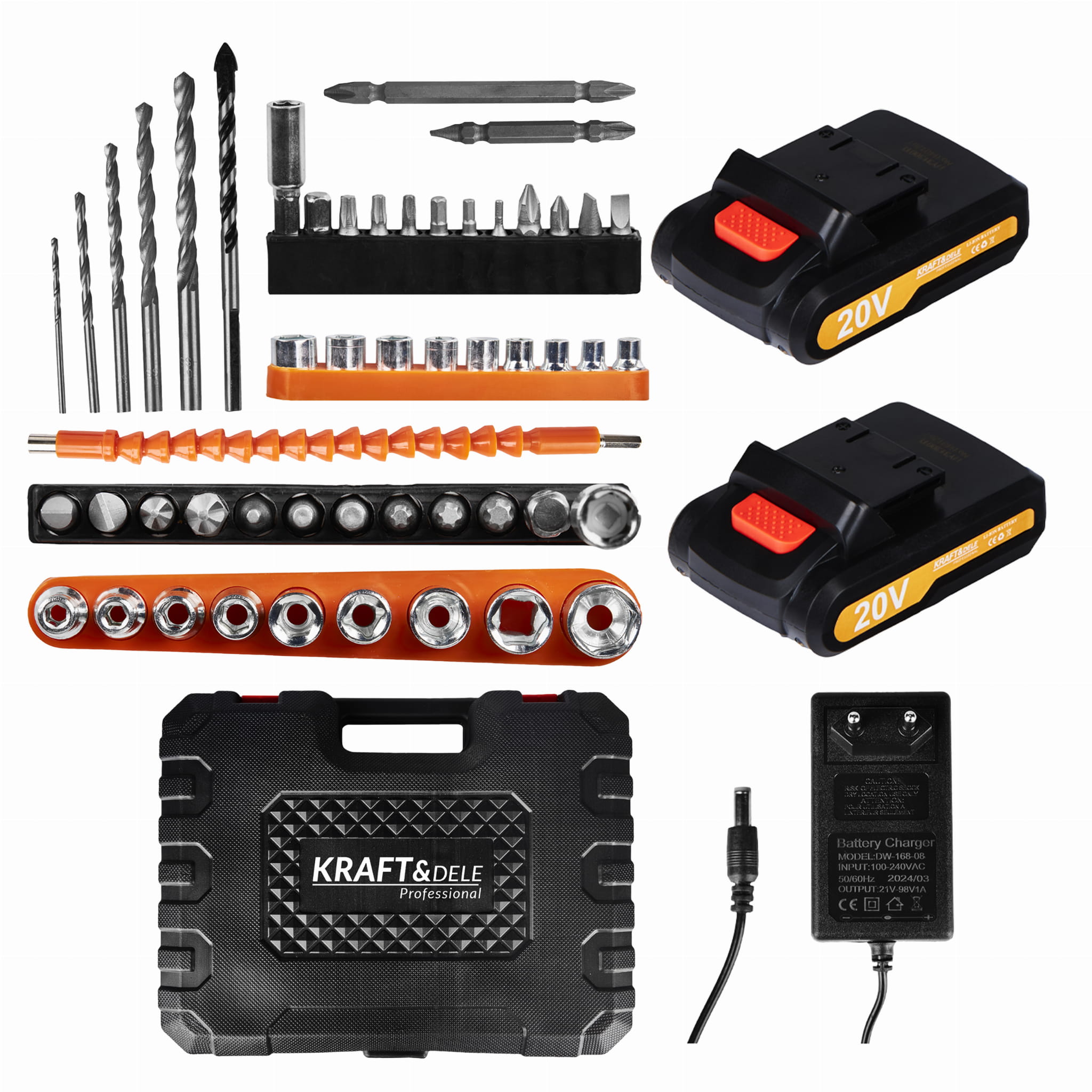 Akumuliatorinis suktuvas gręžtuvas 20V-Li su priedais Kraft & Dele
