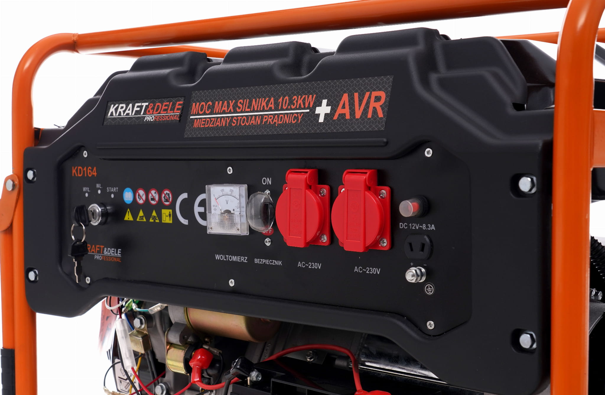 Vienfazis benzininis elektros generatorius KD164, 5500 W 12/230 V, su rankiniu ir elektriniu starteriu 