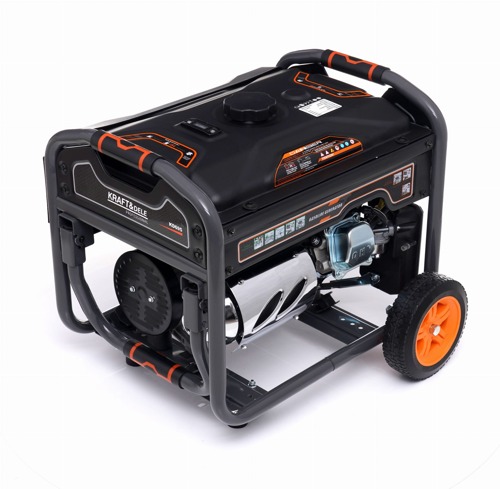 Benzininis vienfazis elektros generatorius, su ratukaisKraft & Dele KD695, 3,2 kW / 3,5 kW