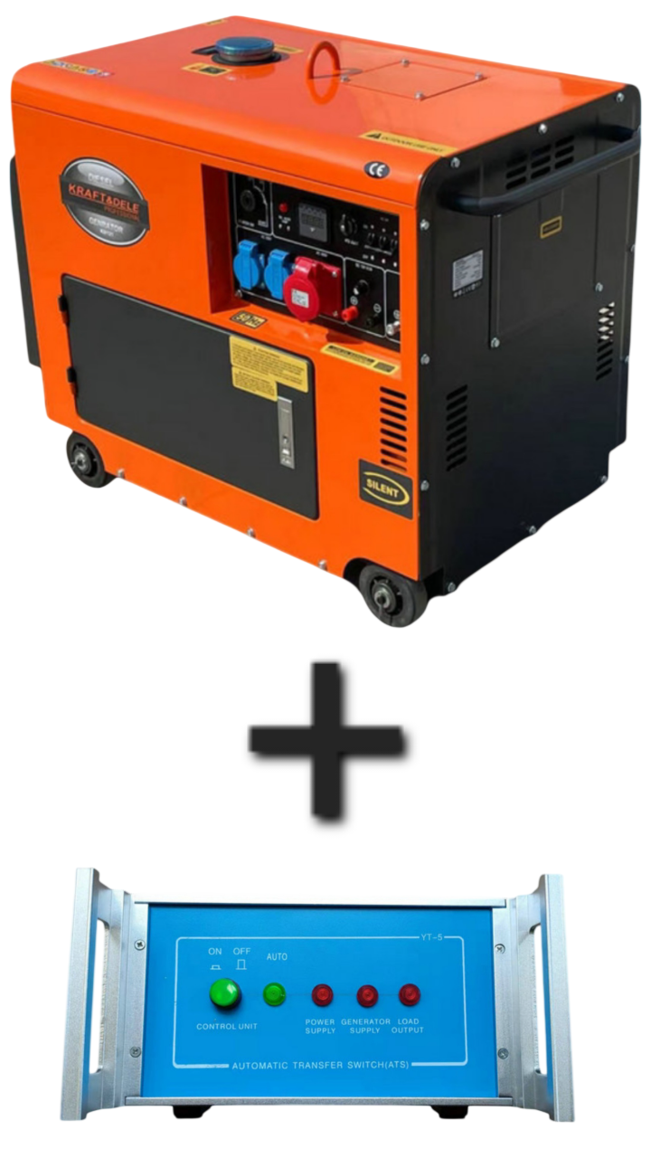 Dyzelinis trifazis elektros generatorius Kraft & Dele KD121, 7000 W, 12/230/380 V + ATS 