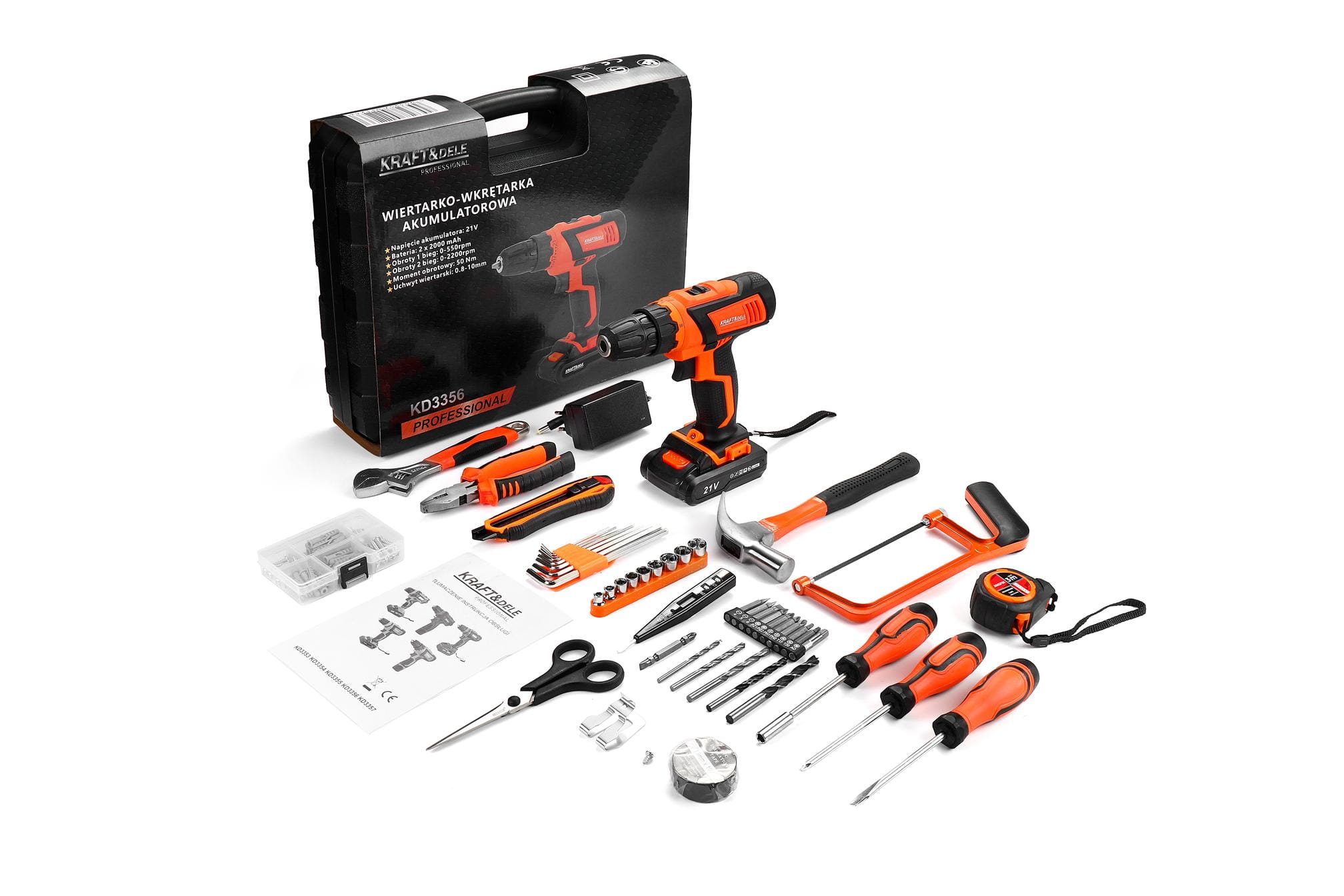 Akumuliatorinis suktuvas Kraft&dele Kd3356, 21v, 2ah, su priedais