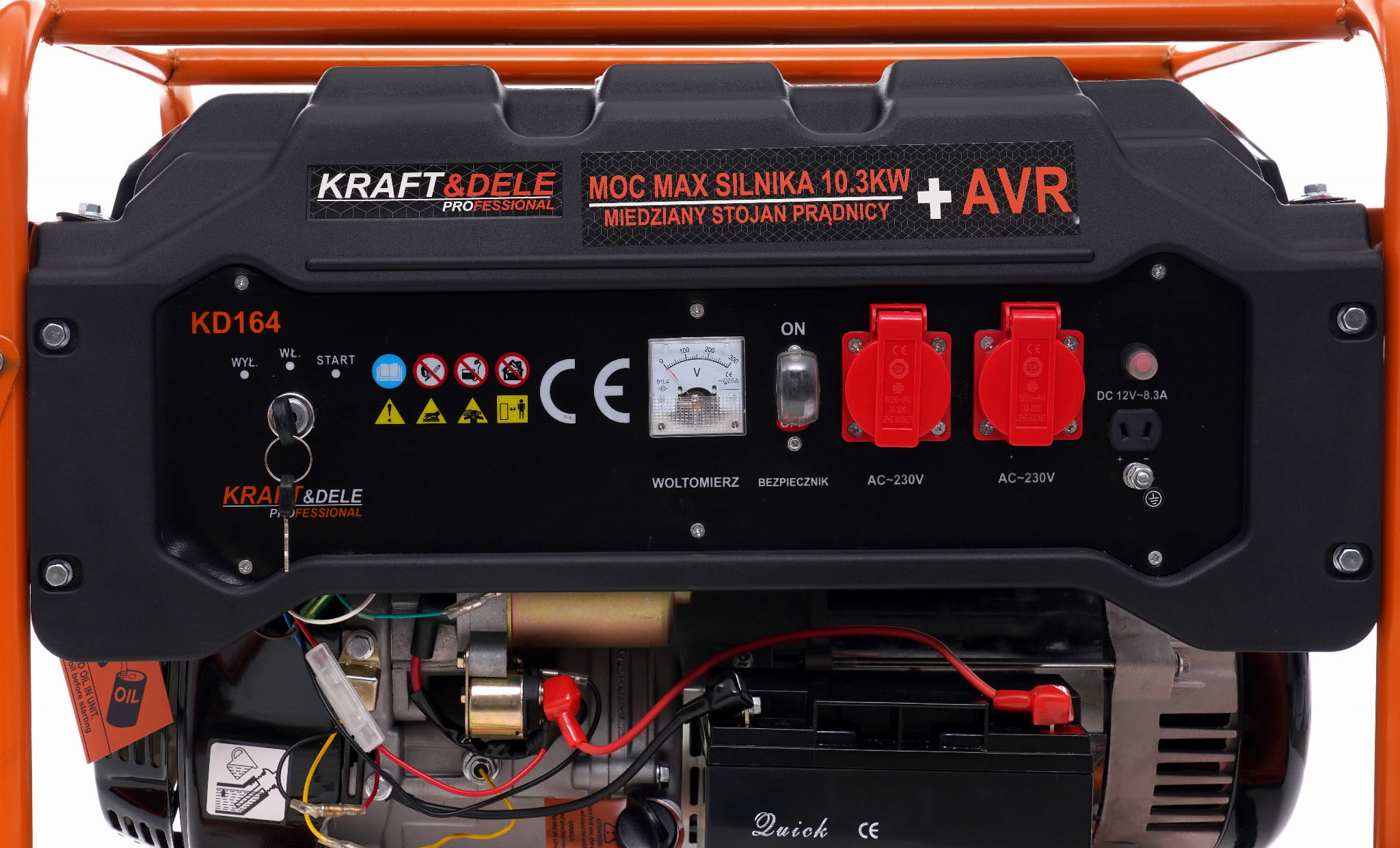 Vienfazis benzininis elektros generatorius KD164, 5500 W 12/230 V, su rankiniu ir elektriniu starteriu 