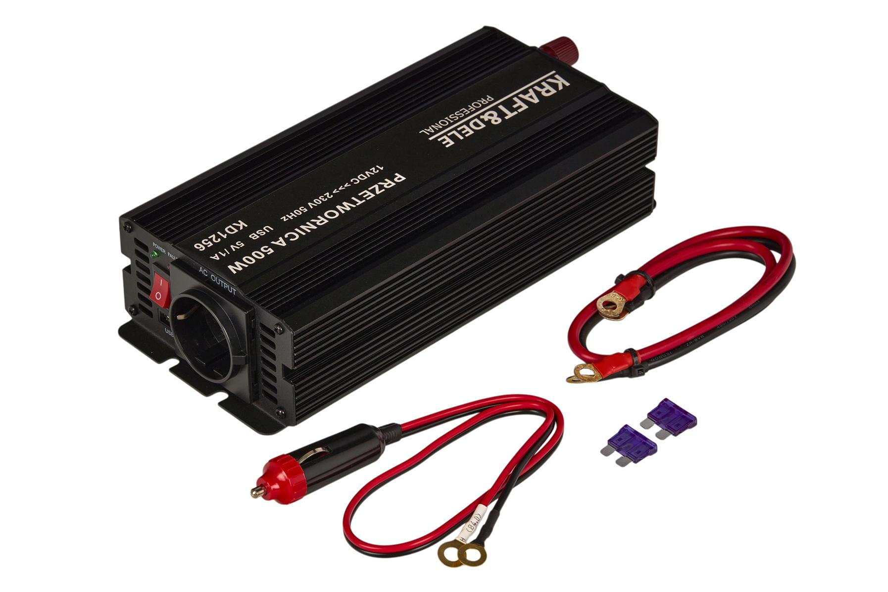 Įtampos keitiklis iš 12 V į 230 V 500/1000 W, mod. KD1256