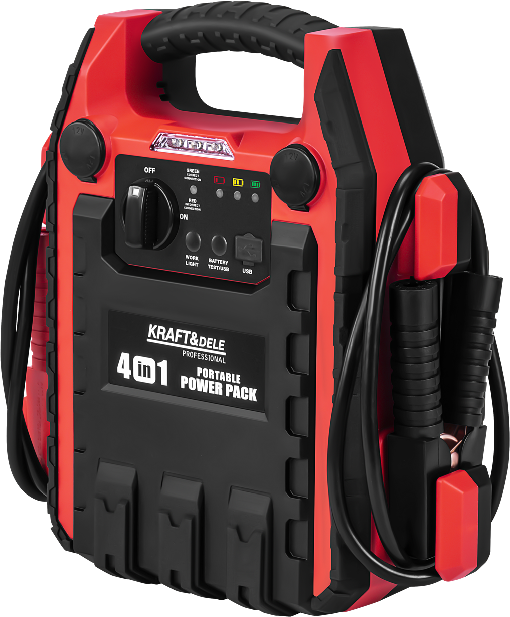 Užvedimo įtaisas, kompresorius, išorinė baterija, apšvietimas Kraft & Dele KD5346, 1200/600A 22Ah 12V