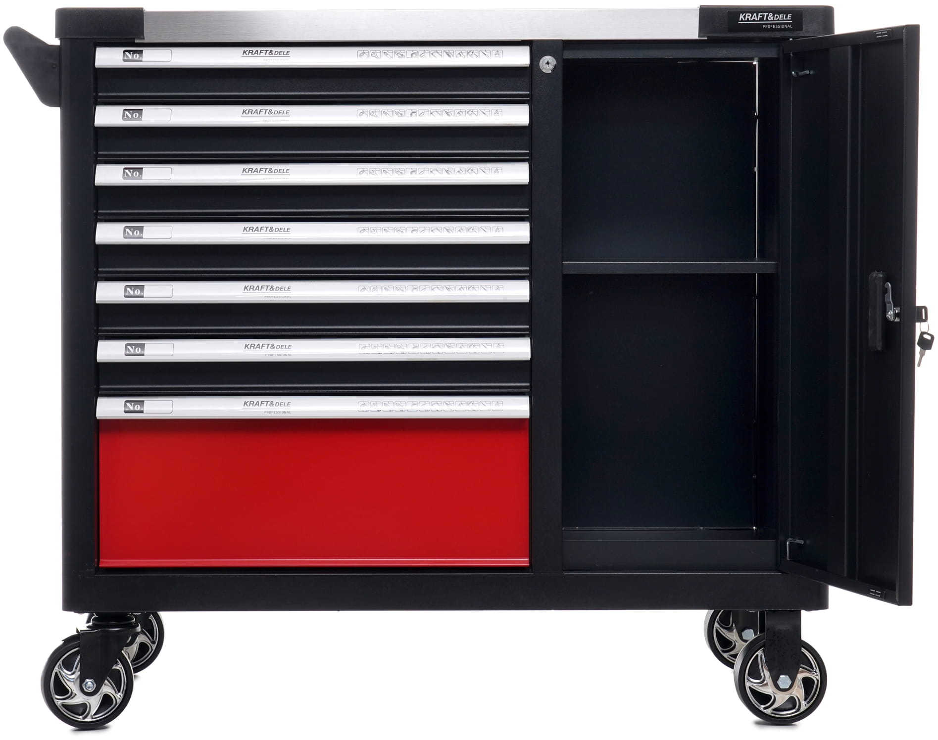 Įrankių spintelė Kraft & Dele KD1068,  su įrankiais, 299 elementų