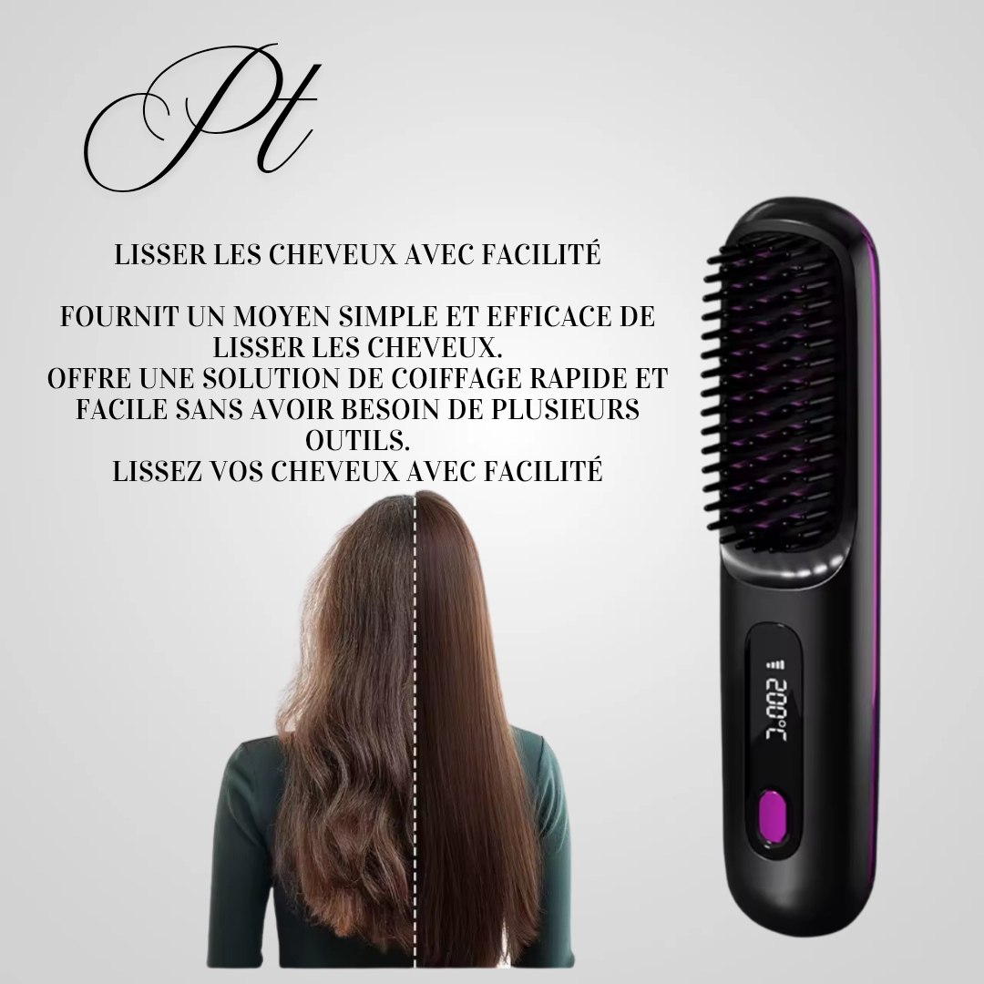 Brosse lissante électrique en céramique avec écran LCD