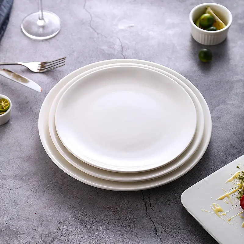 Set of White Ceramic Plates
