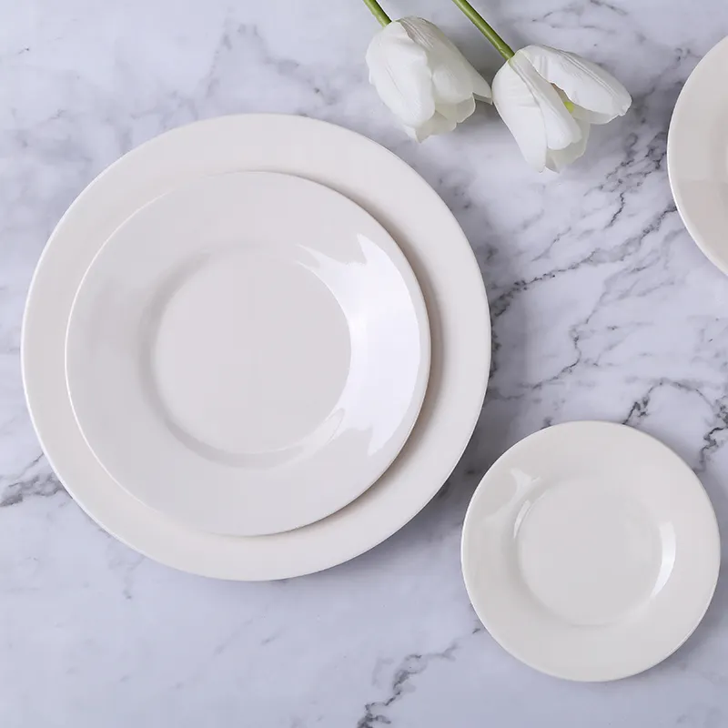 Set of White Ceramic Plates