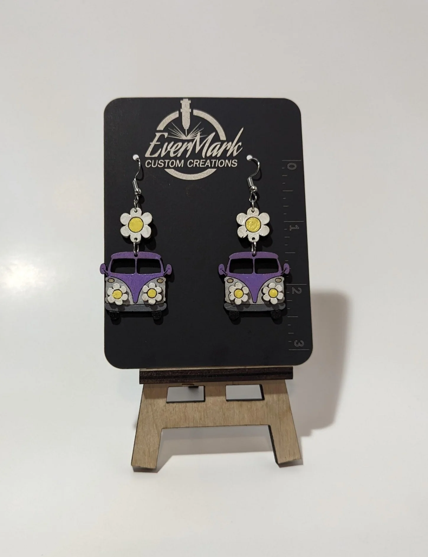 Retro VW Van Flower Earrings