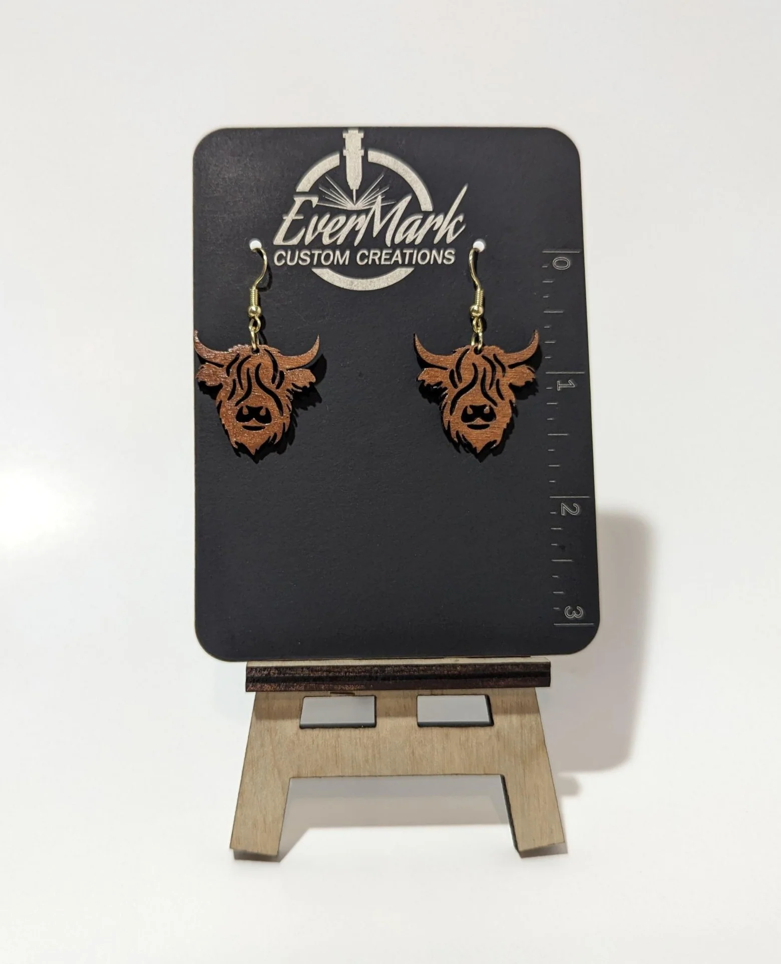 Wooden Highland Cow Earrings