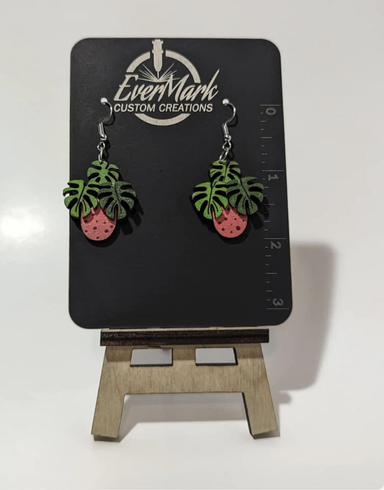 Tropical Leaf and Strawberry Earrings