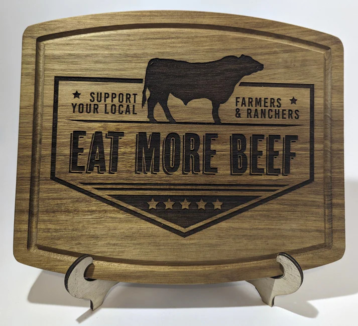 Eat More Beef Wooden Cutting Board v1