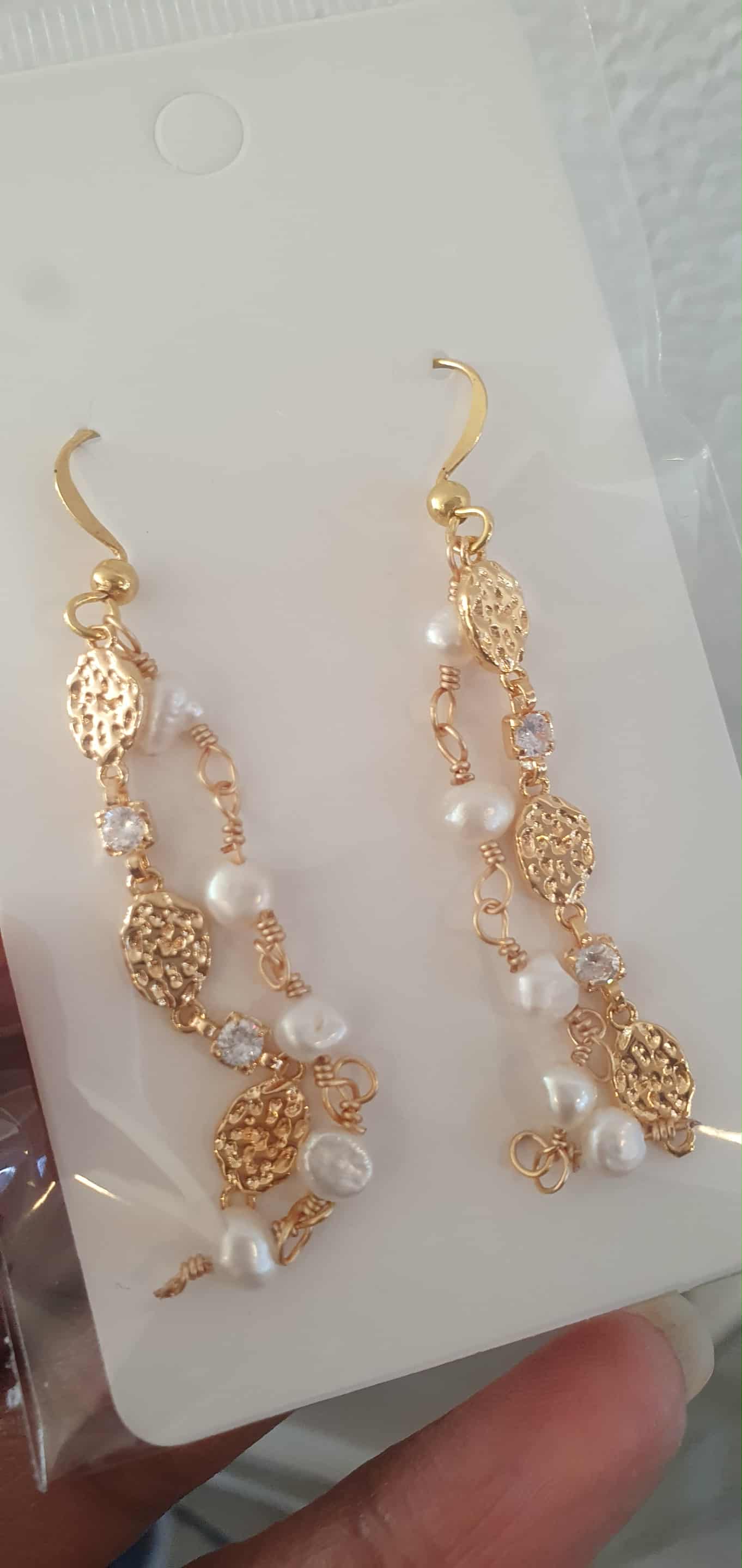 Guldøreringe med perler