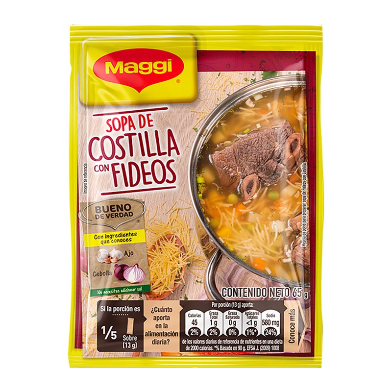 Sopa de costilla con fideos Maggi