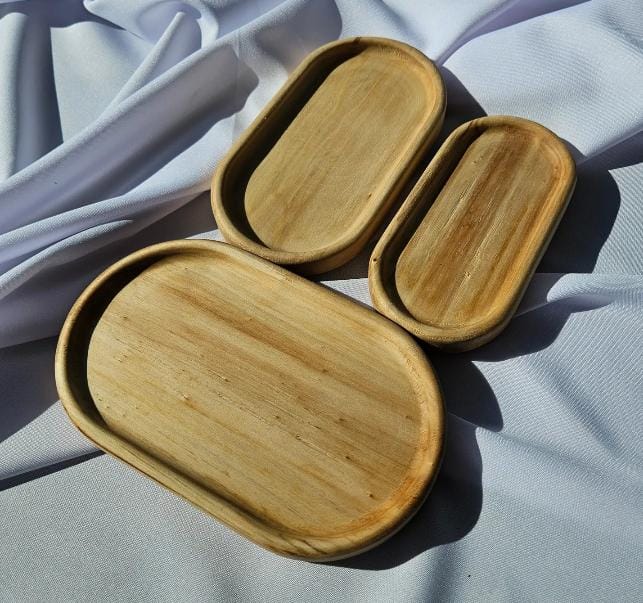Bandeja de madera ovalada