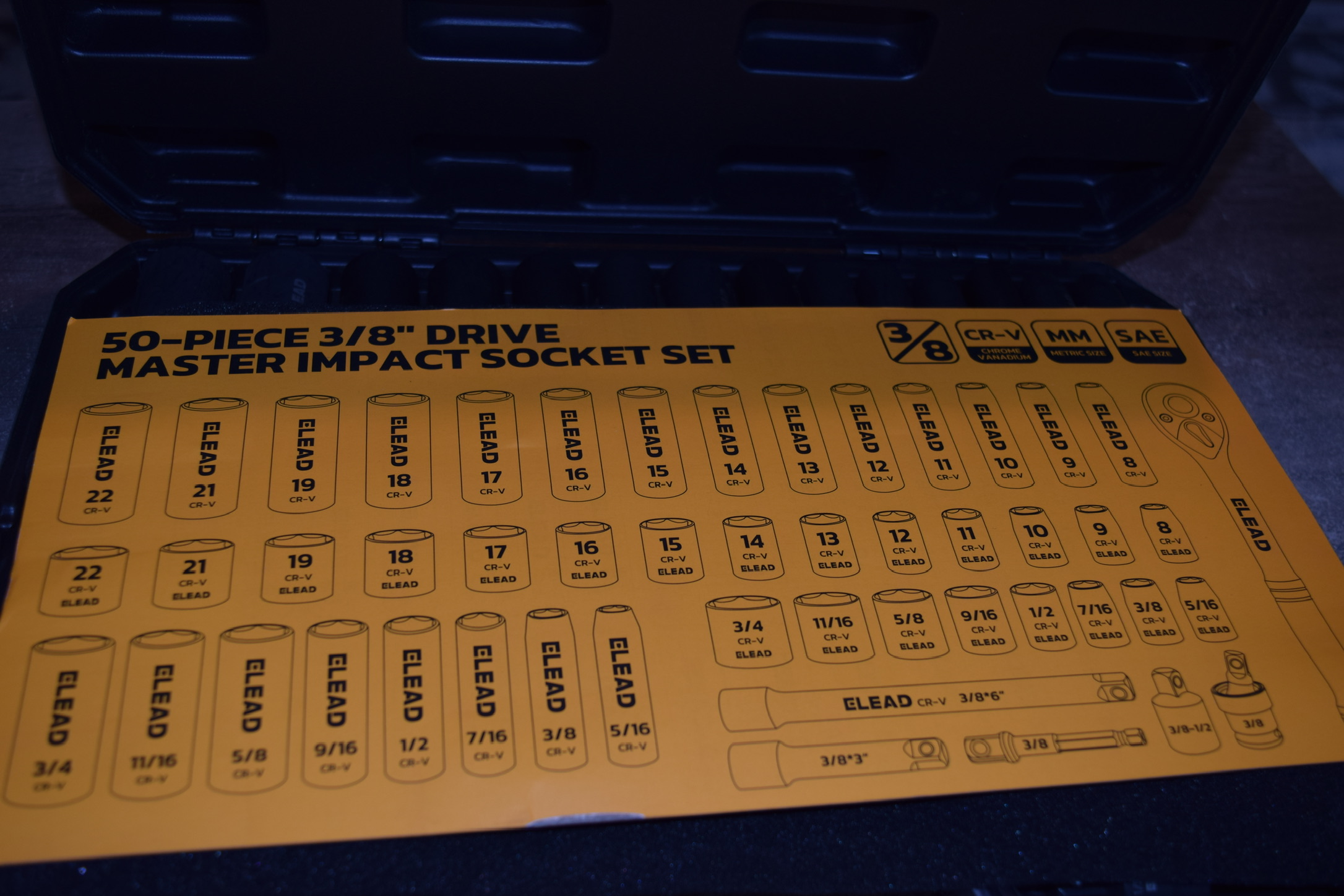 ELEAD 50-Piece 3/8" Drive Master Impact Socket Set