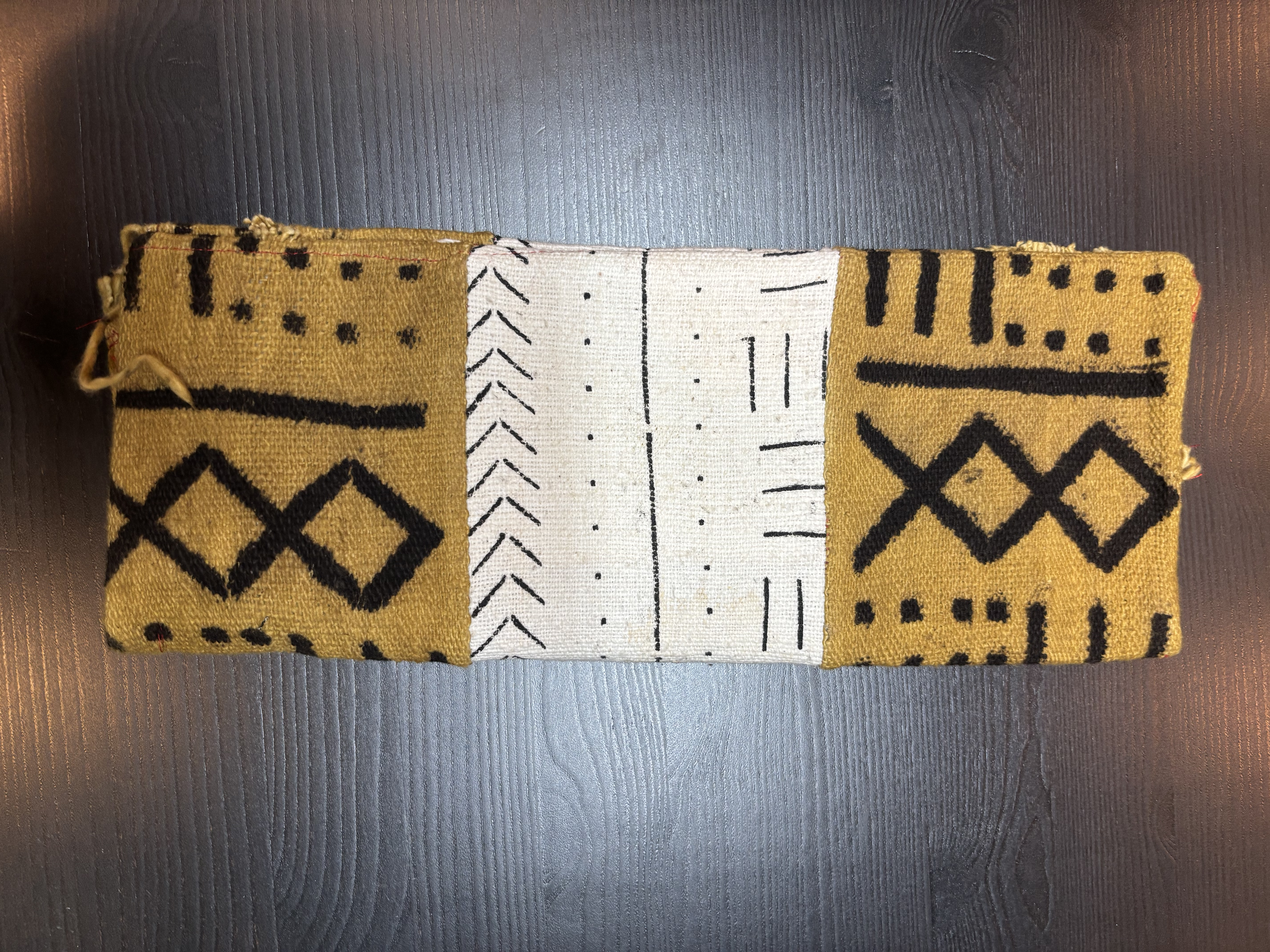 Tan & White Mudcloth Clutch