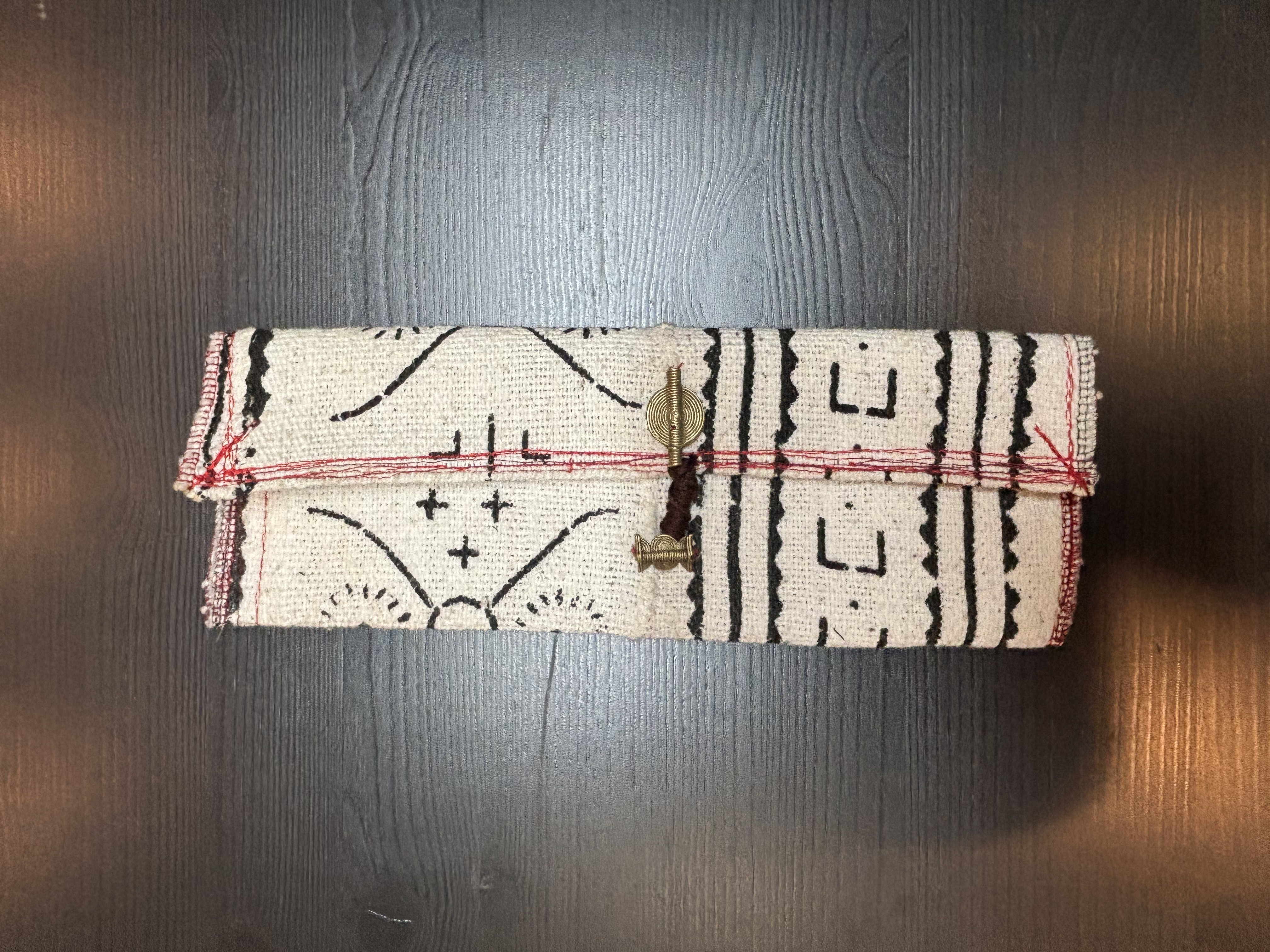 White Mudcloth Clutch