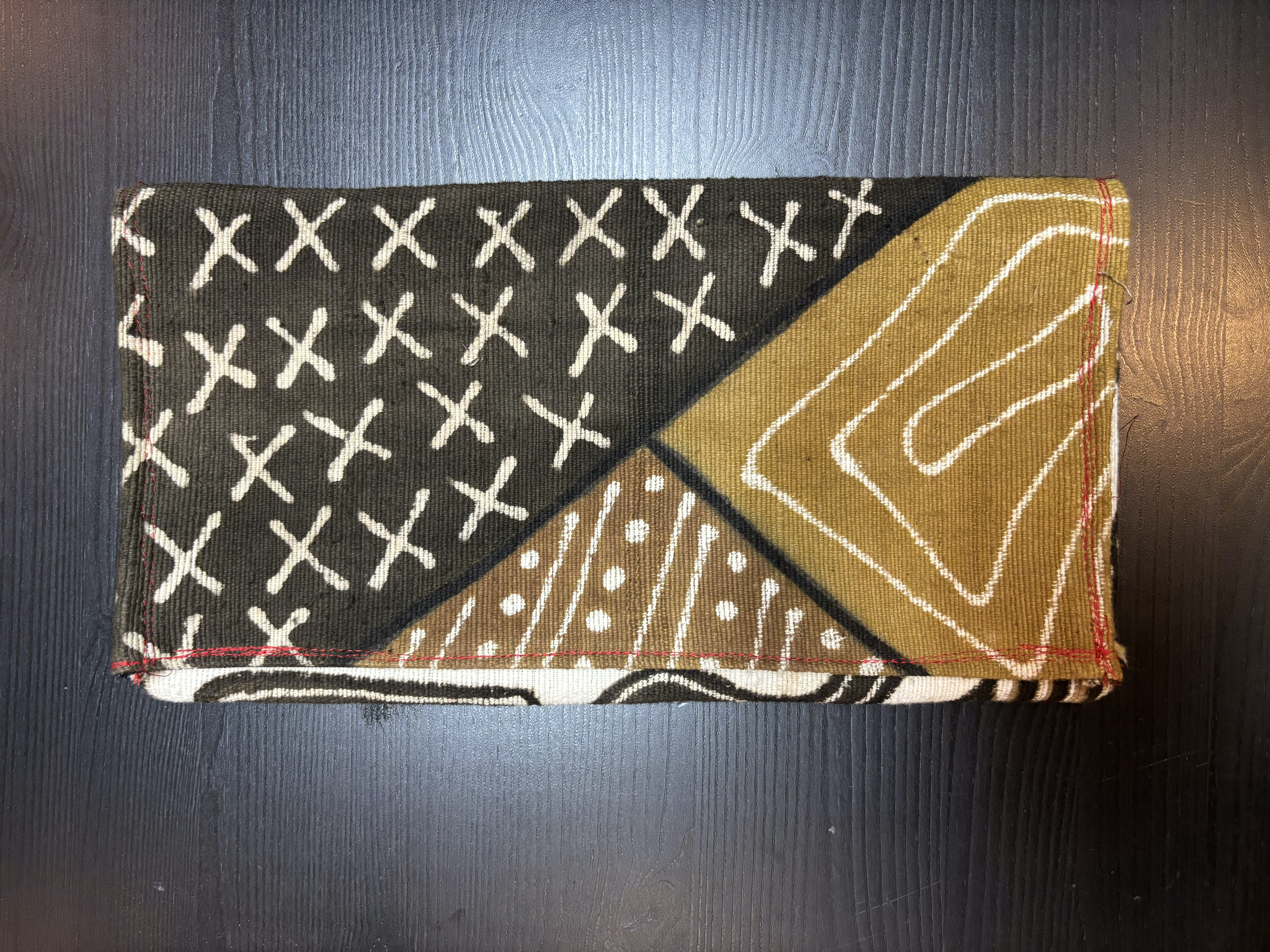 Multi-colored Tan Mudcloth Clutch