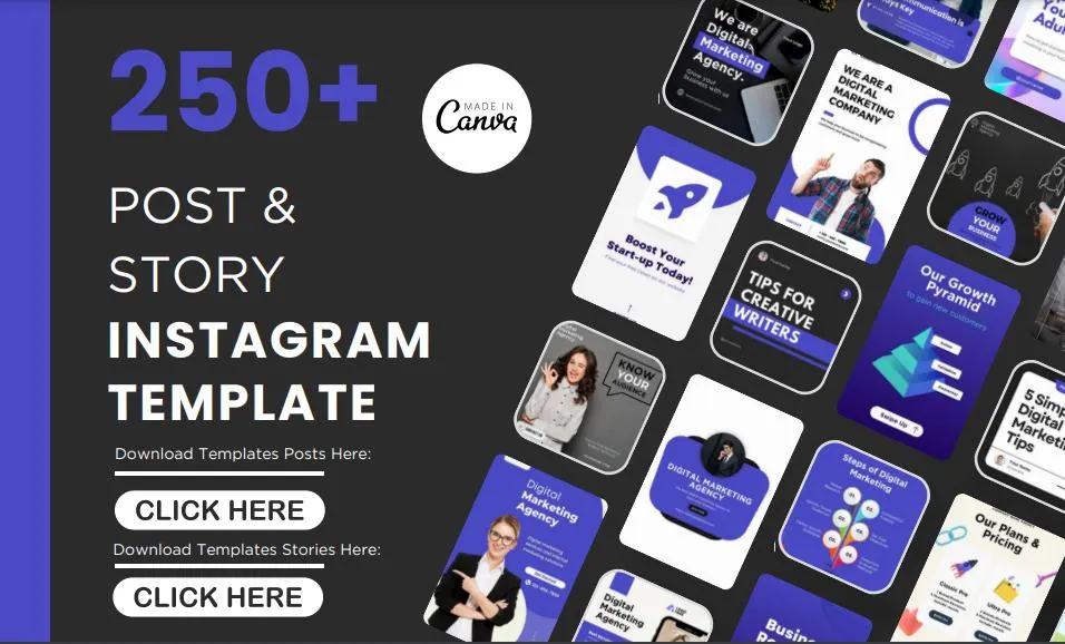 250 Digital Marketing Agency Social Media Posts Canva Marketing agency | Marketing bundle, branding kit| Marketing Template instagram neon