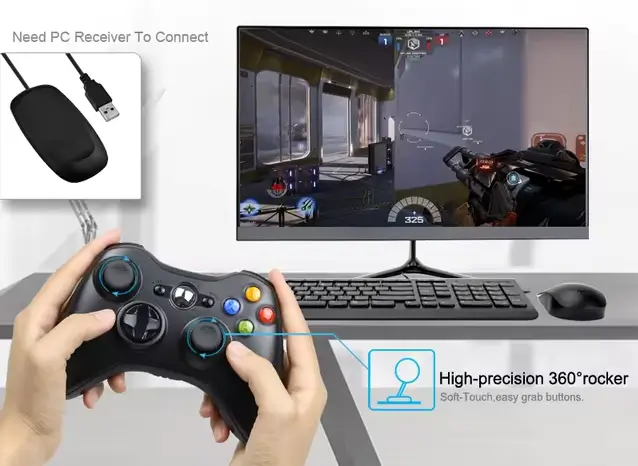 Control Joystick Para Xbox 360 + Adaptador para Ps3 / Pc