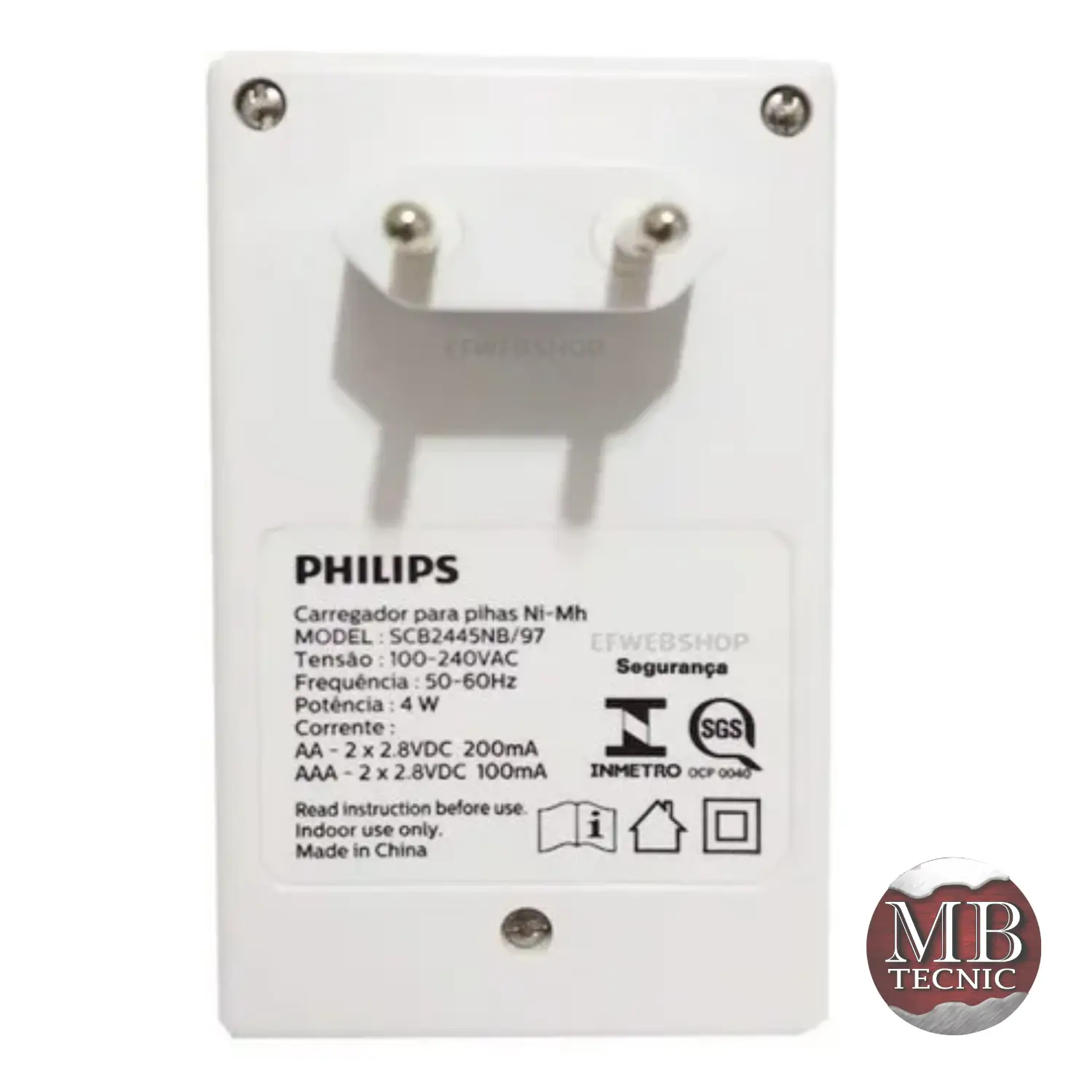 Cargador de pila Philips SCB2445NB - 110V/220V entrada