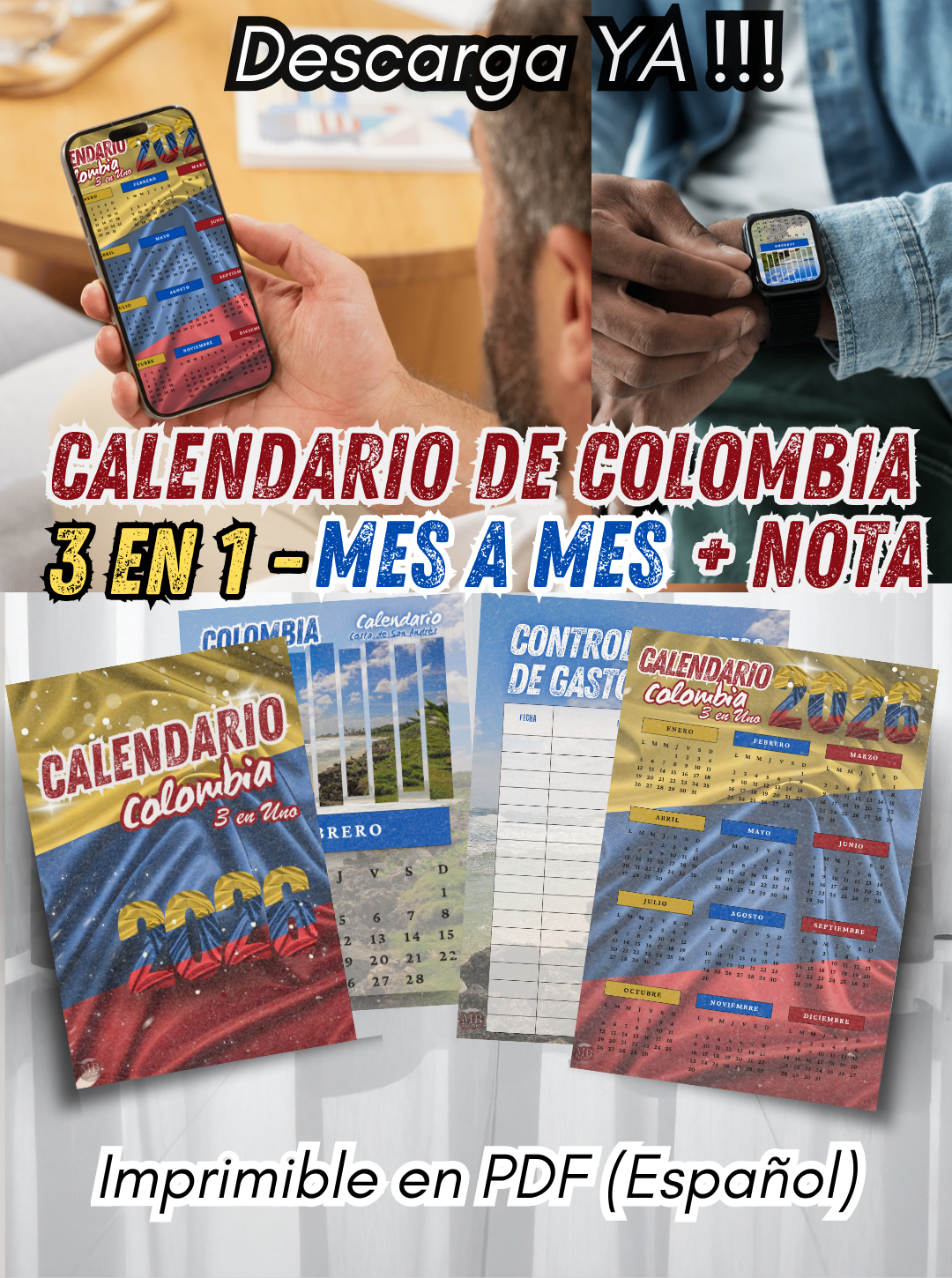 13-Calendario Colombia 2026 3 en Uno