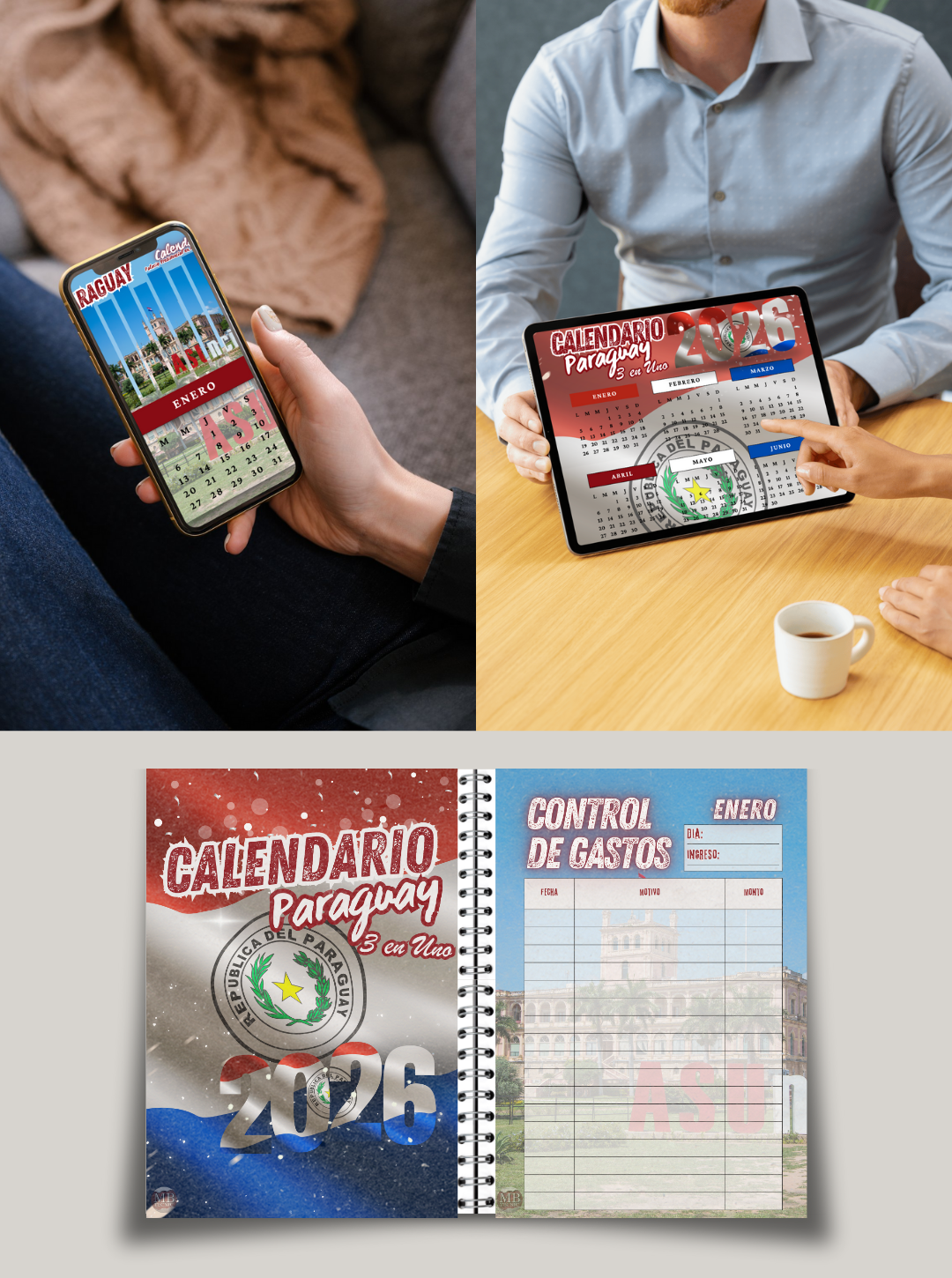 14-Calendario Paraguay 2026 3 en Uno (Español)