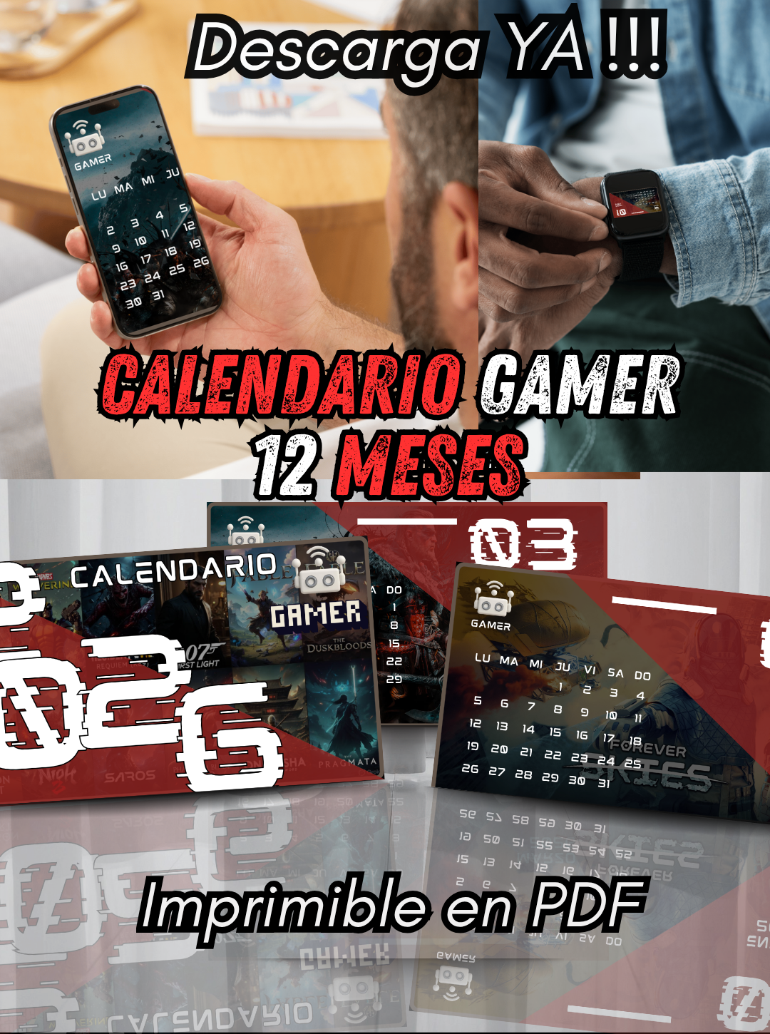 35-Calendario Gamer 2026 12 meses (Español)