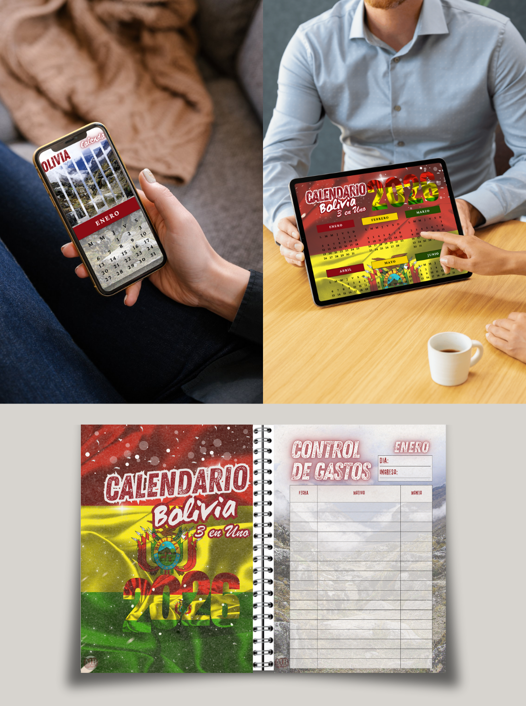 16-Calendario Bolivia 2026 3 en Uno