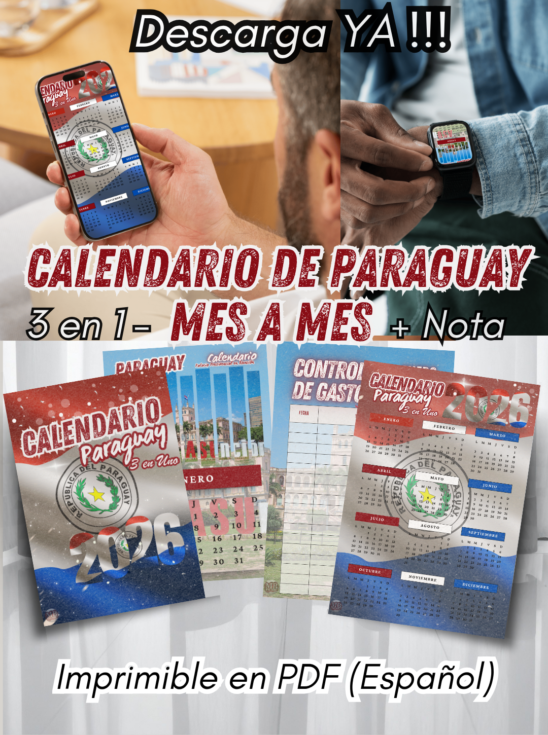 14-Calendario Paraguay 2026 3 en Uno (Español)