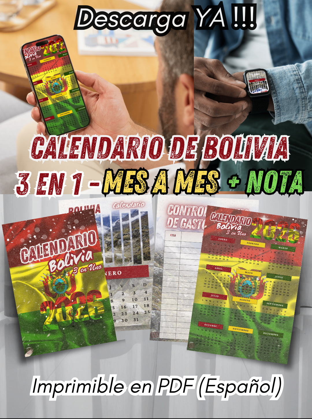 16-Calendario Bolivia 2026 3 en Uno