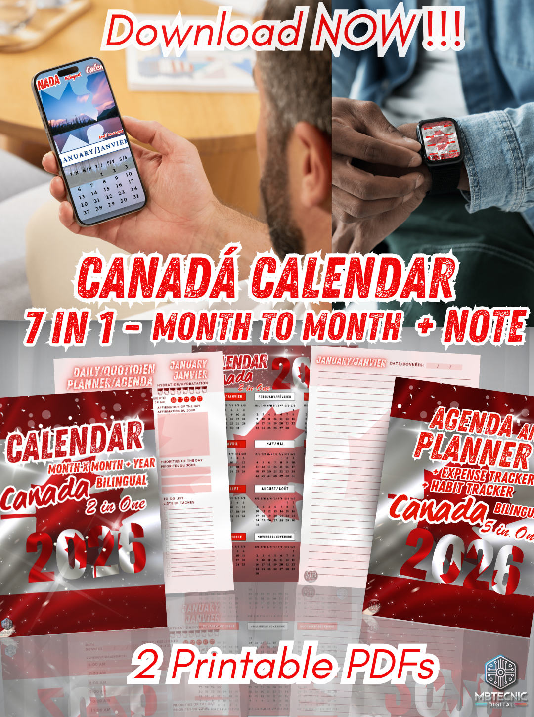 27-Calendario Canadá 2026 Bilingue 7 en 1 (Ingles)