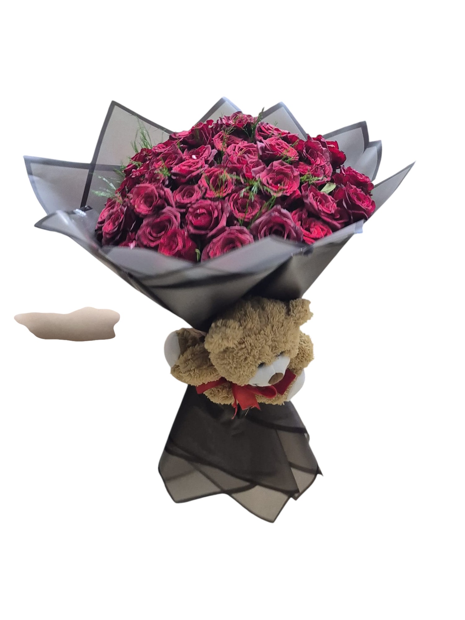 Kırmızı Gül Buketi ve Peluş Ayı