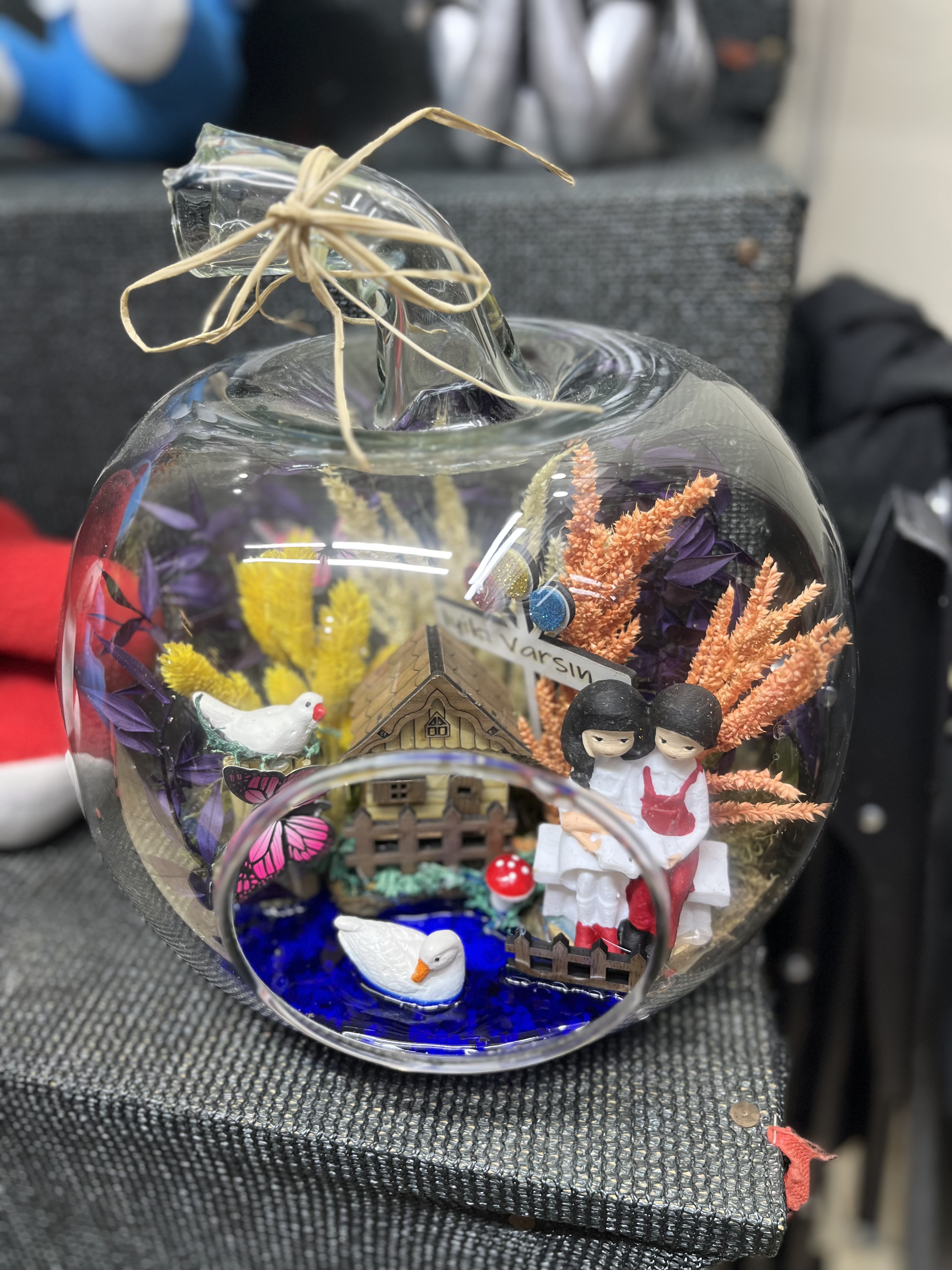 Dekoratif Cam Elma Teraryum