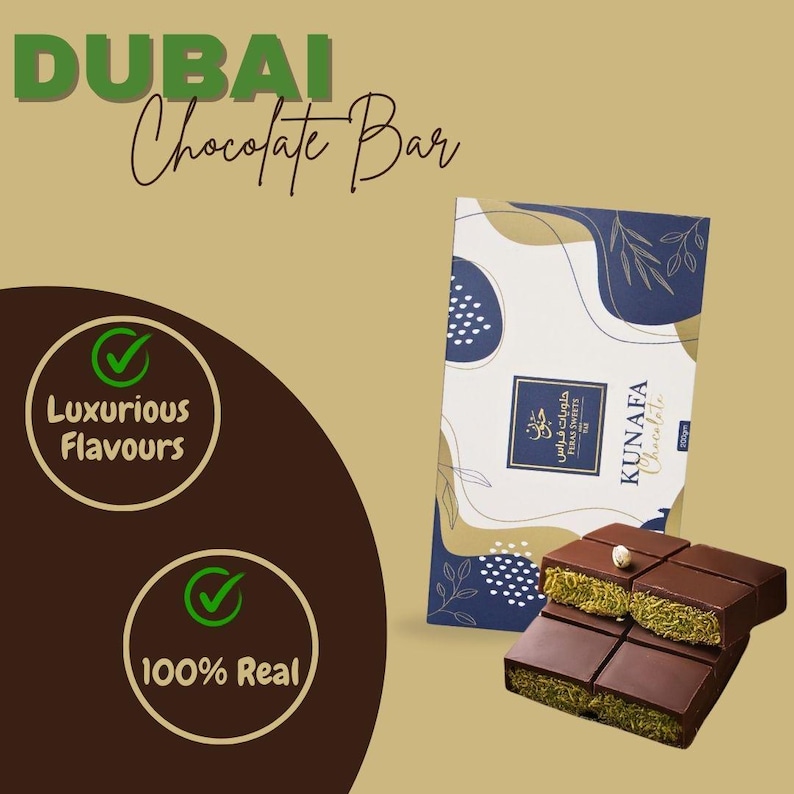 Dubai Kunafa Chocolate Bar – 6 Pieces Gift Box