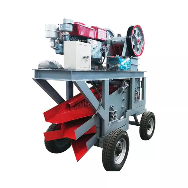 Small mobile jaw crusher for sand and gravel making 15-22 t/h powered by diesel engine