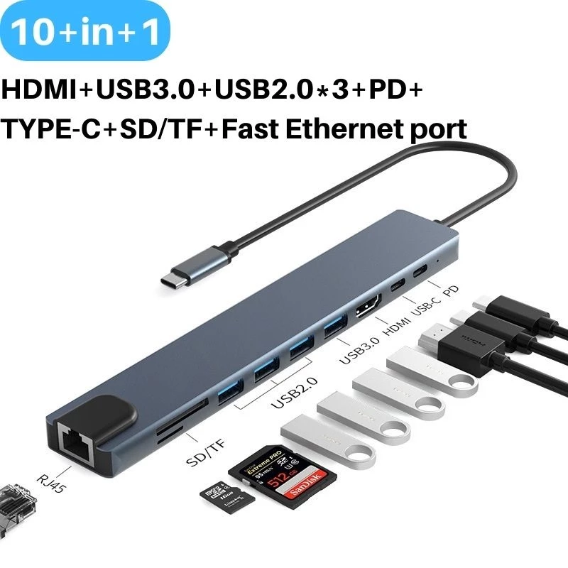 10-in-1 USB-C to Multiports Docking Station