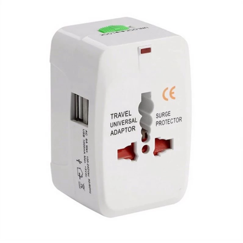 Universal Travel Adapter with 1 Power Output and 2 USB Ports | Safety | Compact | Mobile