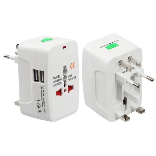 Universal Travel Adapter with 1 Power Output and 2 USB Ports | Safety | Compact | Mobile