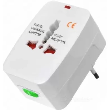 Universal Travel Adapter with 1 Power Output and 2 USB Ports | Safety | Compact | Mobile