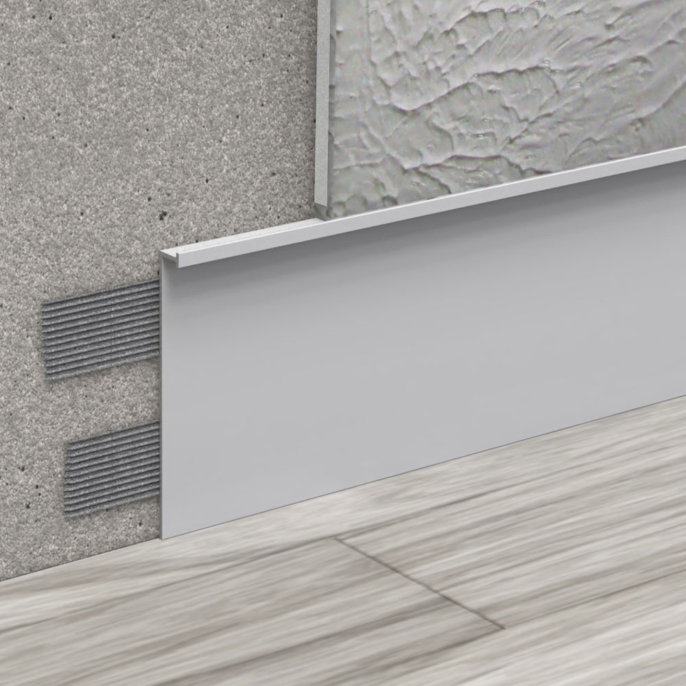 FLUSH-MOUNTED ALUMINIUM SKIRTING BOARD, 103 MM