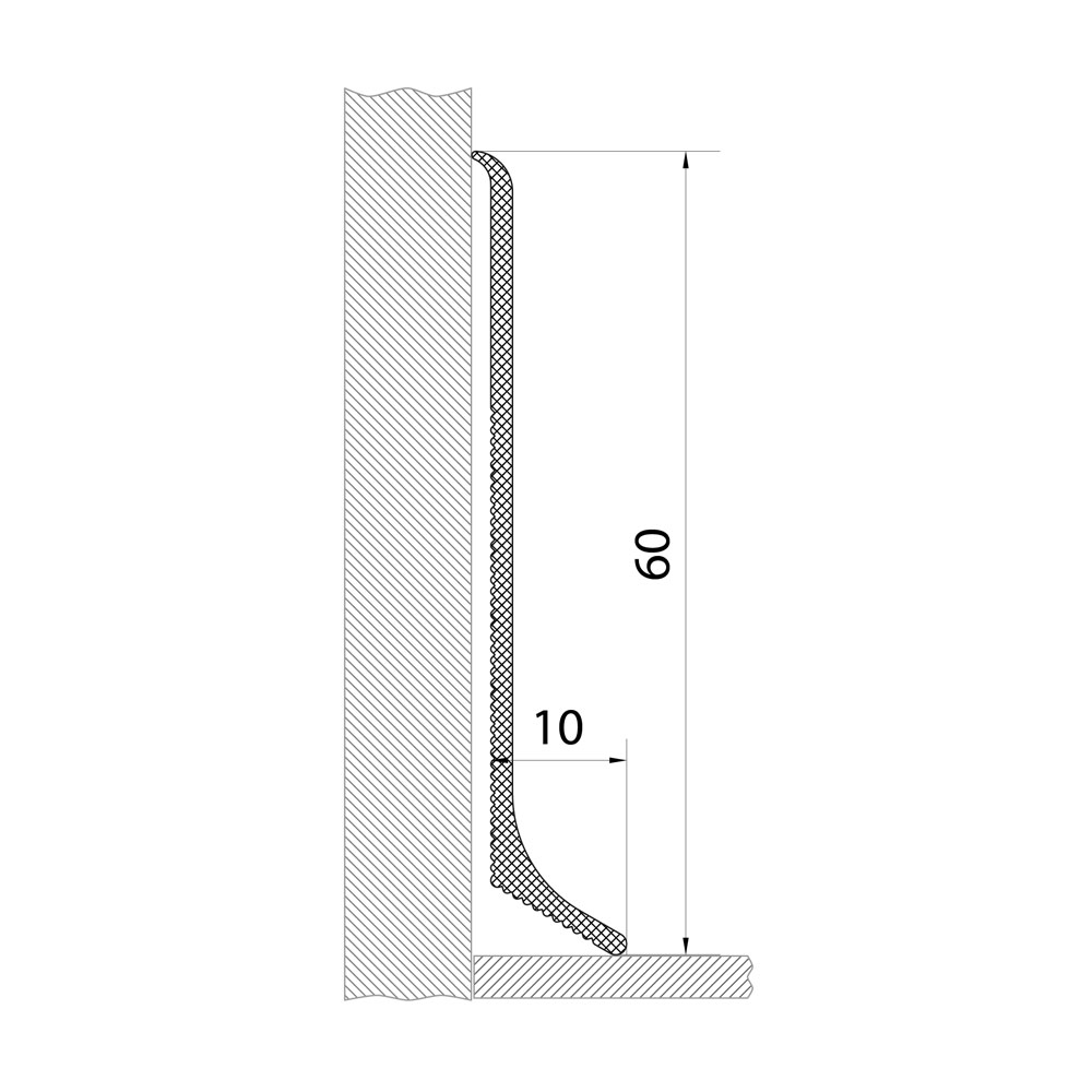 ALUMINIUM SKIRTING BOARD, 60 MM