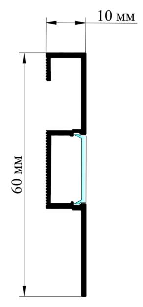 SURFACE-MOUNTED SQUARE SKIRTING BOARD WITH LED LIGHTING, 60 MM