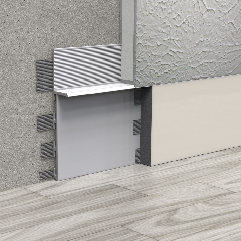 FLUSH-MOUNTED ALUMINIUM SKIRTING BOARD, 80 MM