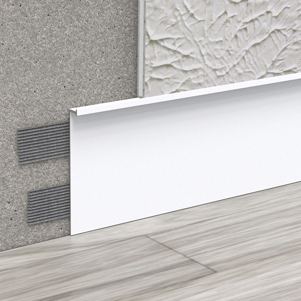 FLUSH-MOUNTED ALUMINIUM SKIRTING BOARD, 103 MM