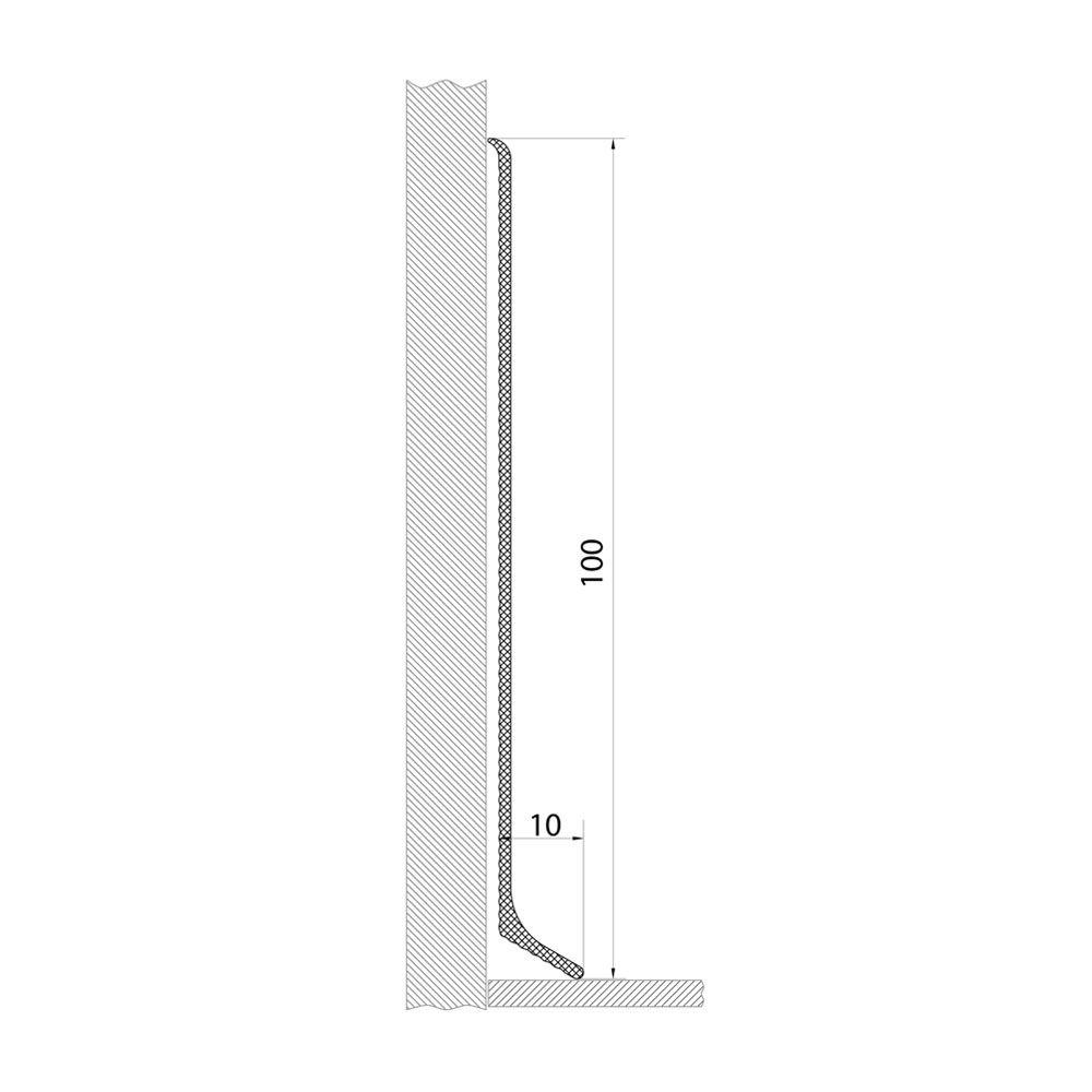 OVERHEAD ALUMINIUM SKIRTING BOARD, 100 MM